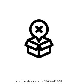 Wrong Package Unboxing Outline Icon Vector Illustration
