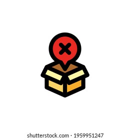 Wrong Package Unboxing Outline Icon Vector Illustration
