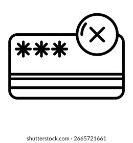 Falsches Passwort Karte Bankkarte Kreditkarte Kreditkarte Symbol Banksymbol Linie Kunst