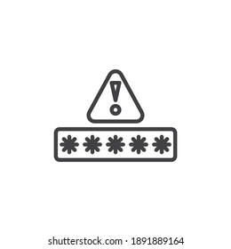 Wrong password code line icon. linear style sign for mobile concept and web design. Security password alert outline vector icon. Symbol, logo illustration. Vector graphics