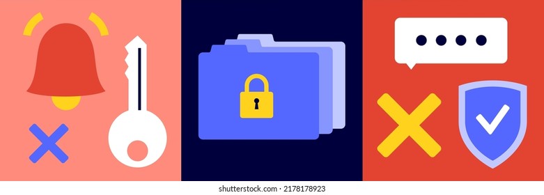 Wrong password concept. Access denied. Personal data protection on the internet. Warning message on the smartphone. Incorrect data entering. Trying to enter to private account vector illustration.