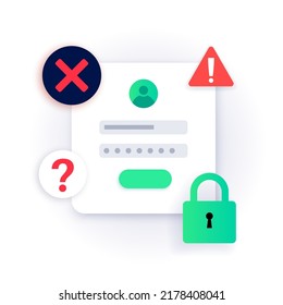 Wrong password concept. Access denied. Personal data protection on the internet. Warning message on the smartphone. Incorrect data entering. Trying to enter to private account vector illustration.