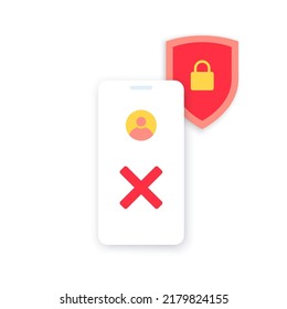 Wrong password concept. Access denied. Personal data protection on the internet. Warning message on the smartphone. Incorrect data entering. Trying to enter to private account vector illustration.