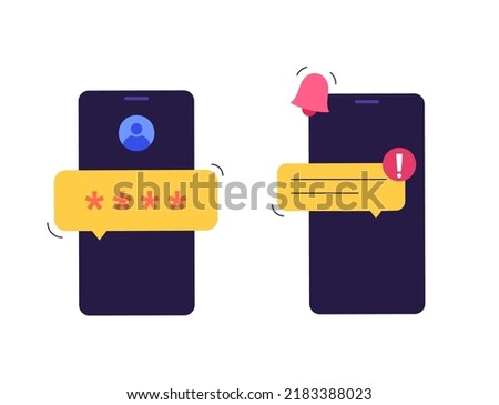 Wrong password concept. Access denied. Personal data protection on the internet. Warning message on the smartphone. Incorrect data entering. Trying to enter to private account vector illustration.