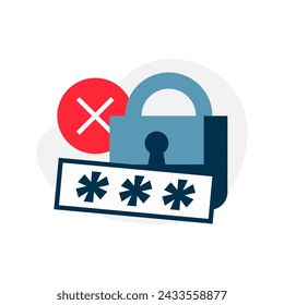 wrong, the password entered is incorrect concept illustration flat design vector. simple modern graphic element for ui, infographic, icon