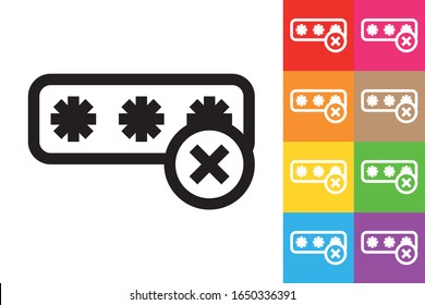 Wrong Password. Line Icon With Different Color Background.