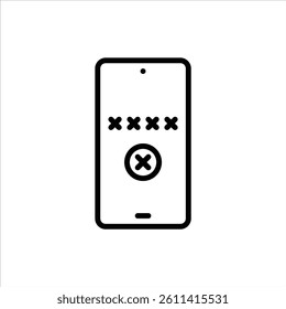 wrong password outline icon. smartphone error black line illustration.