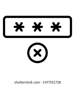 Wrong password showing cross sign with pins 
