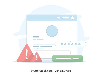wrong password and username. can't access account. wrong password. forgot password and username. technology and issues. wrong data. flat design illustration in the background.