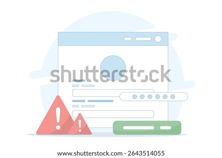 wrong password and username. can't access account. wrong password. forgot password and username. technology and issues. wrong data. flat design illustration in the background.