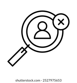 wrong People icon. User not found, profile delete icon. wrong search, vector illustration.
