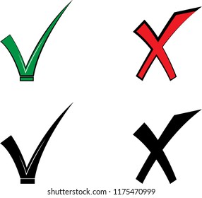 wrong and right icons vector