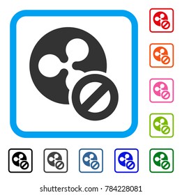 Wrong Ripple Coin icon. Flat gray pictogram symbol in a blue rounded square. Black, gray, green, blue, red, orange color variants of Wrong Ripple Coin vector. Designed for web and app UI.