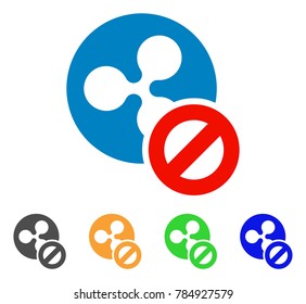 Wrong Ripple Coin icon. Vector illustration style is a flat iconic wrong ripple coin symbol with gray, yellow, green, blue color versions. Designed for web and software interfaces.
