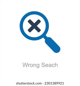 Wrong Search and serach icon concept