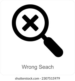 Wrong Search and serach icon concept