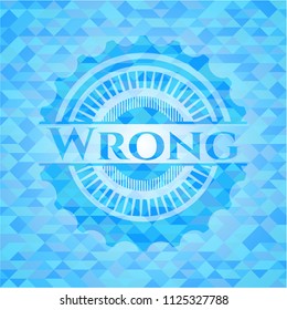 Wrong sky blue emblem with mosaic ecological style background