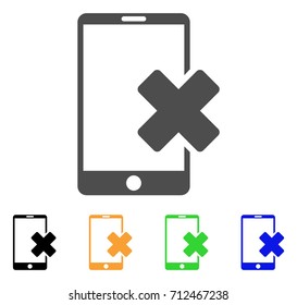 Wrong Smartphone icon. Vector illustration style is a flat iconic wrong smartphone symbol with black, grey, green, blue, yellow color variants. Designed for web and software interfaces.