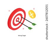 Wrong Target Concept isometric Style Illustrations. Eps 10 File 