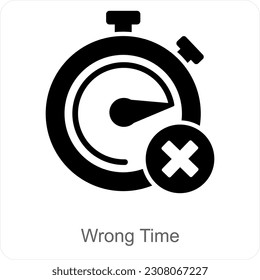 Wrong Time and time icon concept