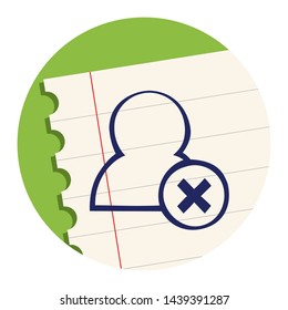 Wrong User. Hand Drawn Icon on a Notebook Sheet