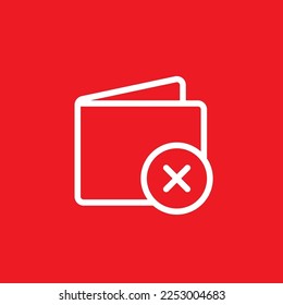 Wrong wallet line icon. Graphic resource template, vector illustration.