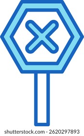 Wrong Way Icon Blue Vector Illustration