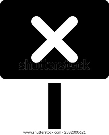 Wrong Way Icon Glyph Vector Illustration