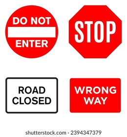 Wrong Way Road Sign Traffic Warning Regulatory Sign Signage Vector EPS PNG Transparent No Background Clip Art 