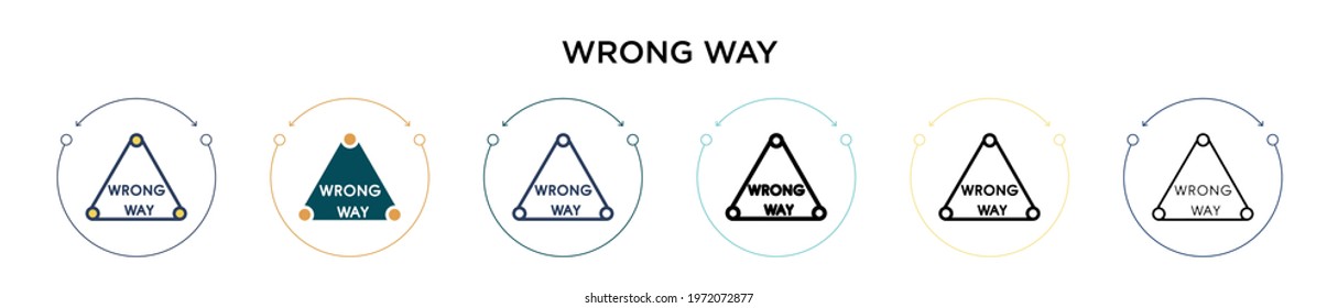 Wrong way sign icon in filled, thin line, outline and stroke style. Vector illustration of two colored and black wrong way sign vector icons designs can be used for mobile, ui, web