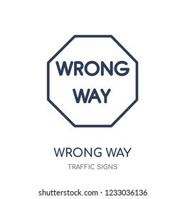 Wrong Way sign icon. Wrong Way sign linear symbol design from Traffic signs collection. Simple outline element vector illustration on white background