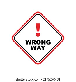 wrong way sign on white background