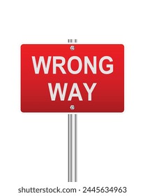 Wrong way traffic sign on white background