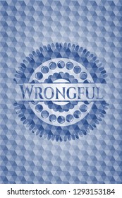 Wrongful blue polygonal emblem.
