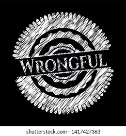 Wrongful chalkboard emblem on black board. Vector Illustration. Detailed.