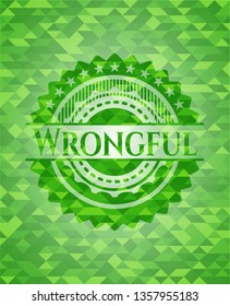Wrongful green emblem. Mosaic background