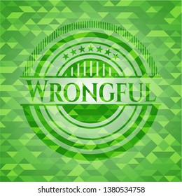 Wrongful green emblem with mosaic background