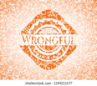 Wrongful orange mosaic emblem with background