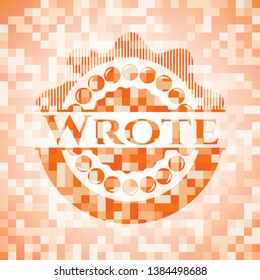 Wrote abstract orange mosaic emblem