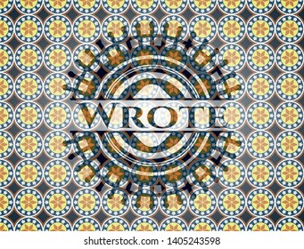 Wrote arabic emblem background. Arabesque decoration.