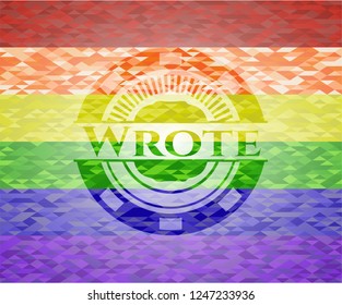 Wrote on mosaic background with the colors of the LGBT flag