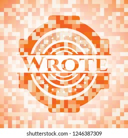 Wrote orange mosaic emblem with background