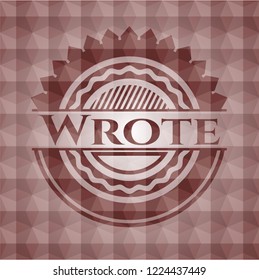Wrote red emblem or badge with abstract geometric polygonal pattern background. Seamless.
