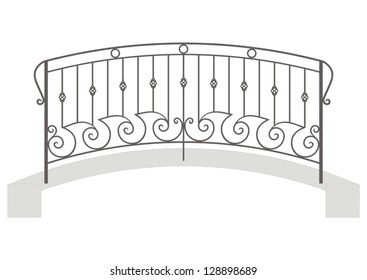 Wrought iron bridge isolated on white background