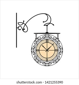 Wrought Iron Clock Design Vector Art Illustration