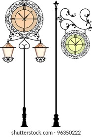 Wrought Iron Clock with Lamp