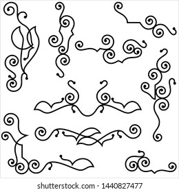 Wrought Iron Corner, Border Design Elements Vector Art Illustration