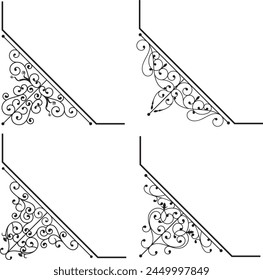 Wrought iron corner ornaments. A set of exquisite and very clean wrought iron ornamental designs, vector series, vinyl and laser ready. 