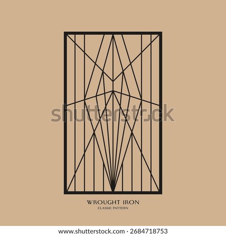 Wrought iron fence with classic scrollwork. Ornate metalwork design. Abstract geometric patterns seamless.