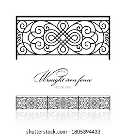 Wrought iron fence. Metal antique ornament vector illustration. Iron work concept.